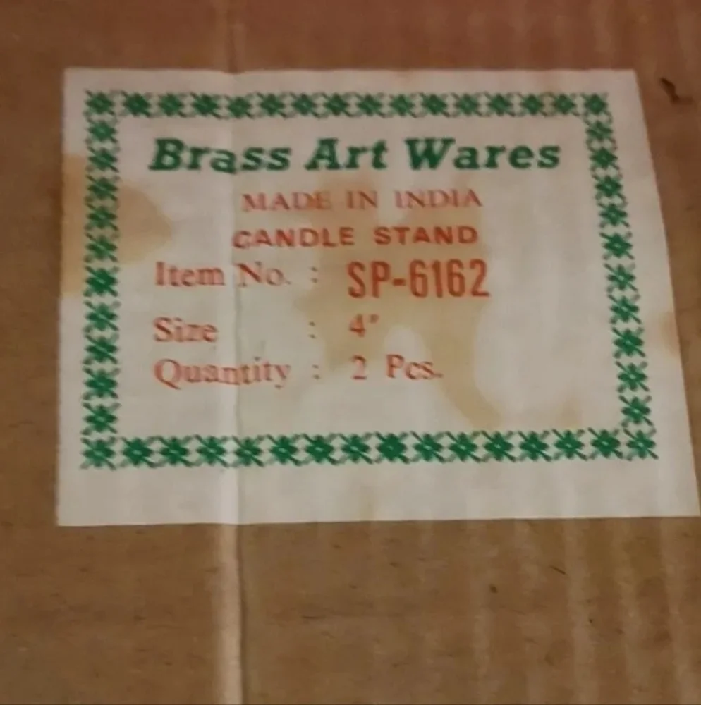 2 Vintage Brass Art  wares candle stand  made in India new open box